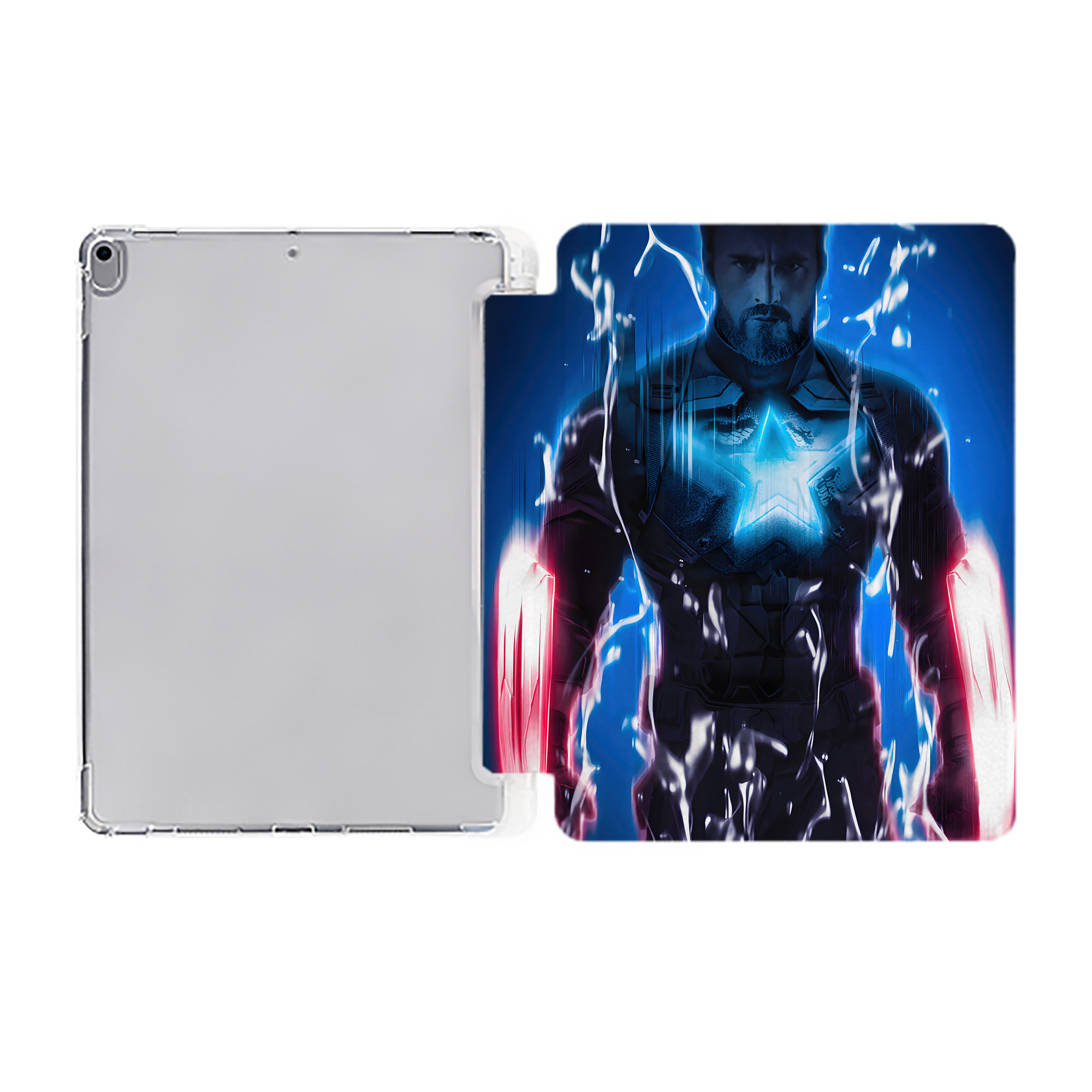 （画像用） アベンジャーズ The Avengers IPad ケース ペン収納付き 三つ折りスタンド PUレザー×シリコン 対応機種9.5/10.5/10.9インチ